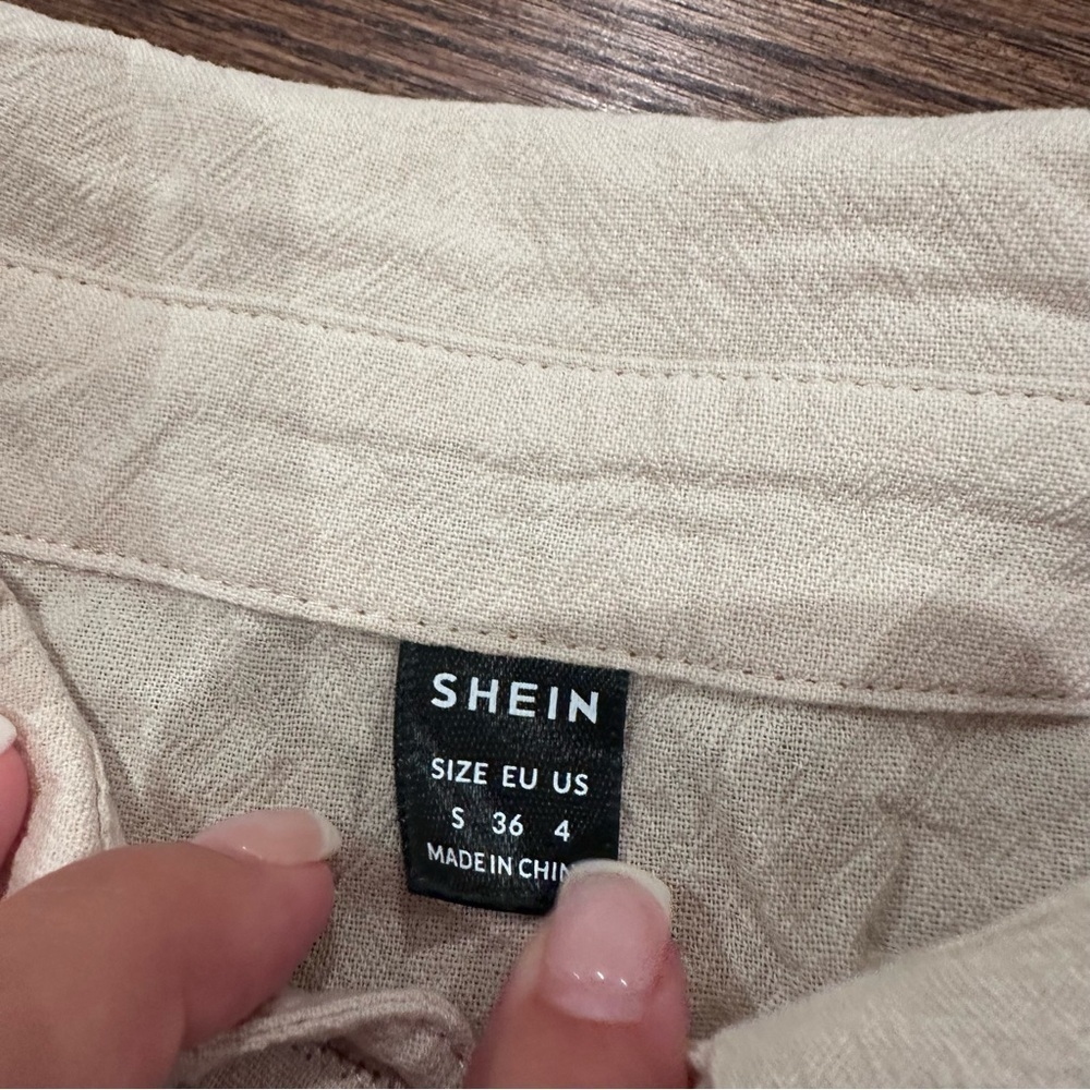 Shein Linen Tan Short Set - Picture 5 of 5